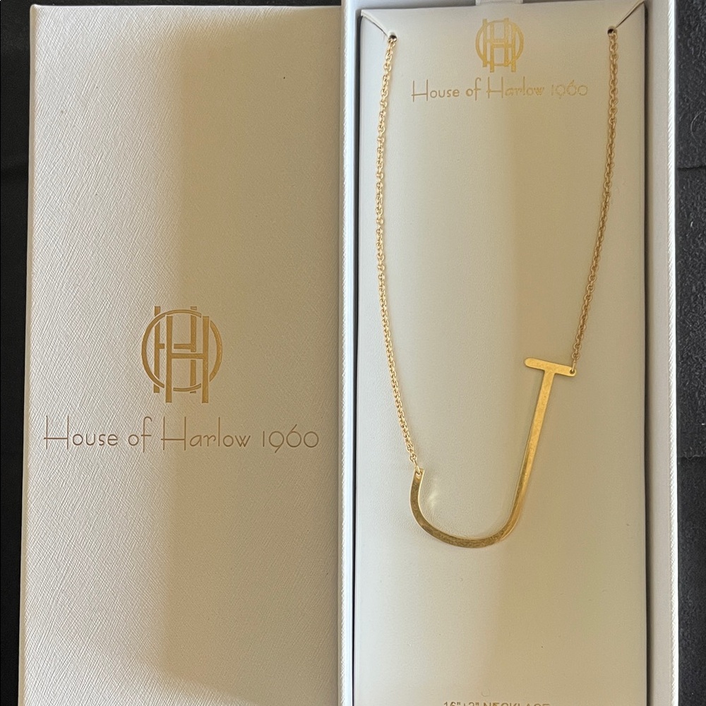 House of Harlow 1960 Gold Initial Necklace
